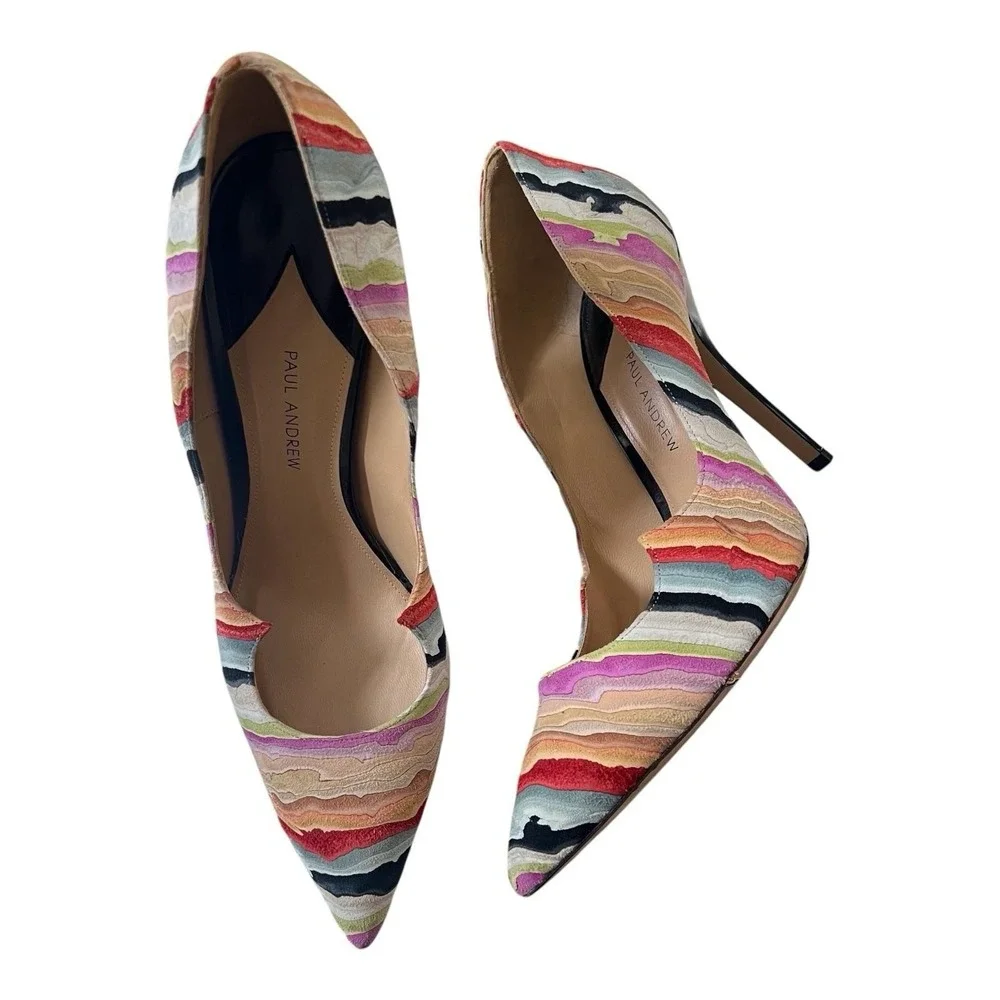 Paul Andrew Zenadia Stiletto‎ Multicolor Suede Designer Heels Womens 10